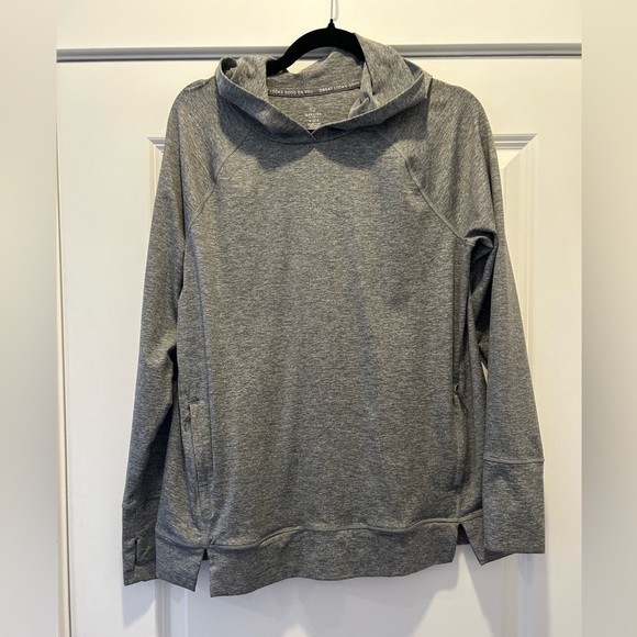 aerie Tops - Aerie OFFLINE Gray Performance Hoodie Pullover Athletic Sweatshirt Thumbholes M